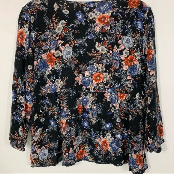 American Eagle Flowy Gauzy Floral Peasant Blouse Top Small - Picture 4 of 11